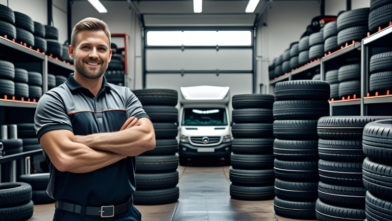 Tyre shop owner comparing two tyre shop suppliers – one stocked, one delayed – to avoid downtime and missed jobs.