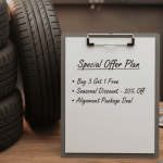 Tyre shop mechanic planning smart offers to increase sales and retain customers without reducing profit.