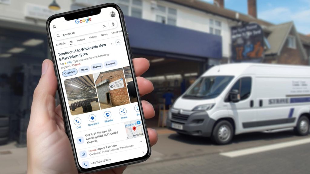 Tyre shop needs Google Business Profile to appear in local Google search results and attract nearby customers